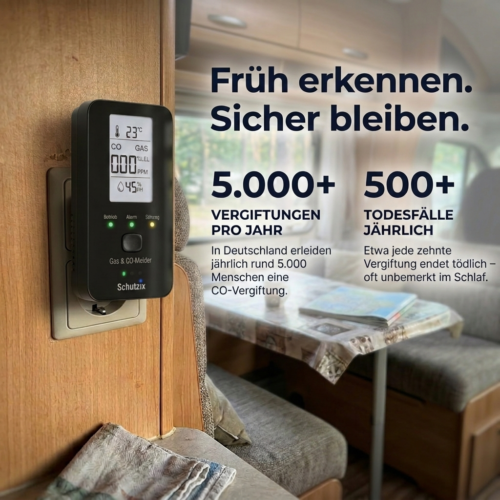 Schutzix 4 in 1 CO Detektor für Wohnmobile